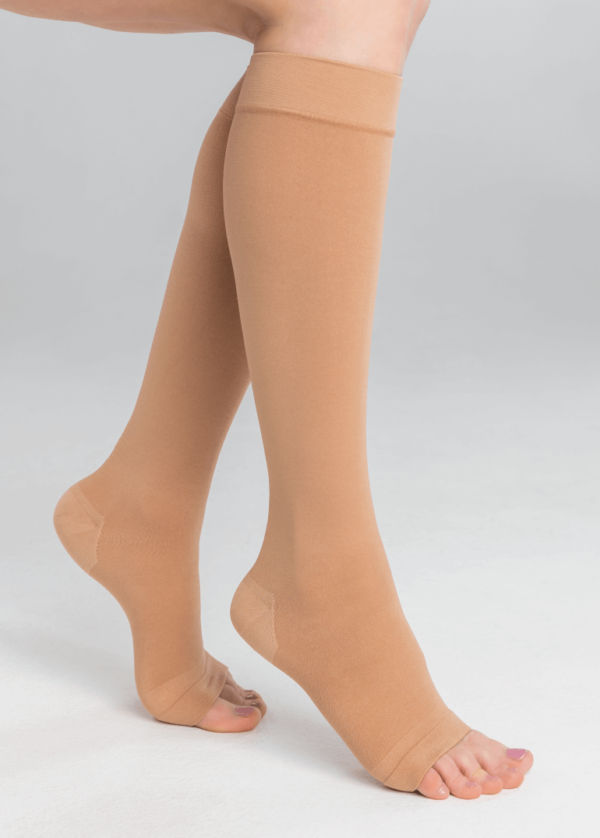 Medical compression open-toe cotton knee-high socks (m-ad209)