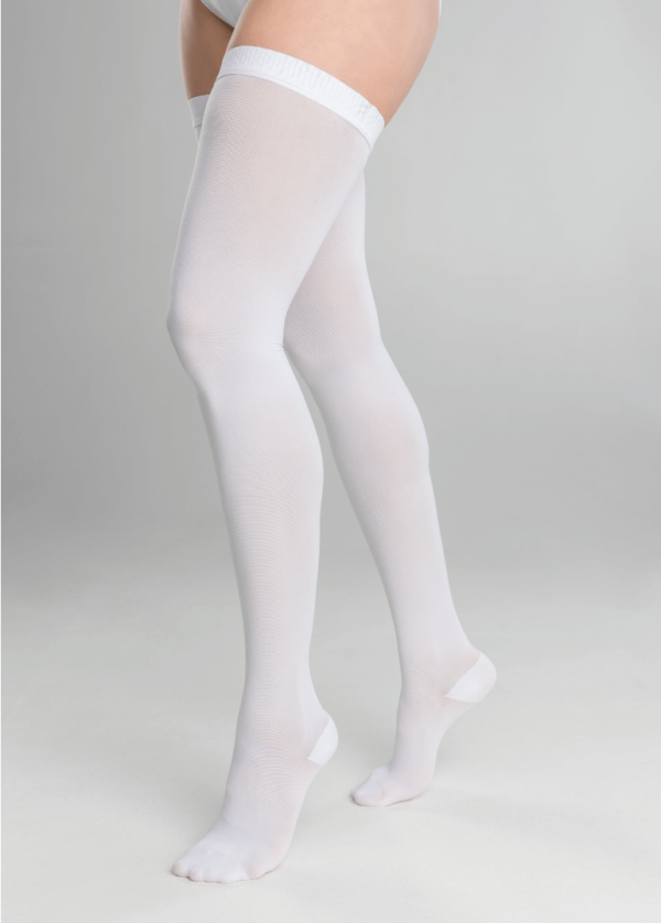 Medical compression preventive anti-embolic thigh-high stockings with inspection hole under the fingers (m-ag302)