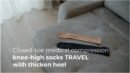 Medicīniskās kompresijas pusgarās zeķes TRAVEL, ar pastiprinātu papēdi un pirkstu daļu (modelis AD 202)